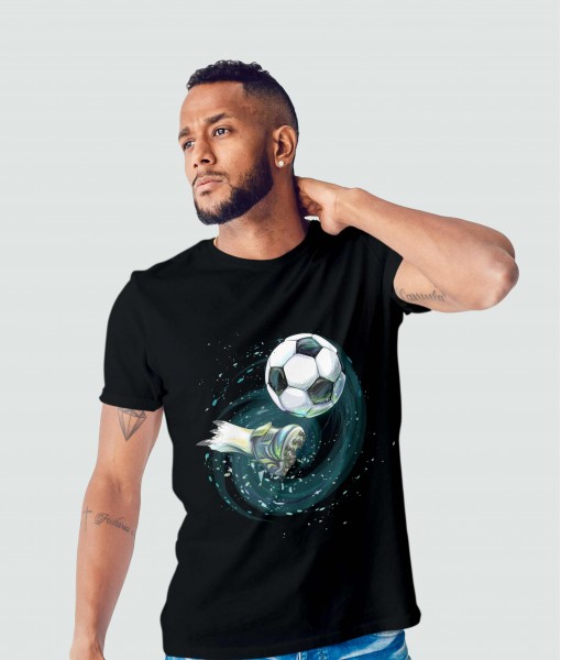 Мъжка тениска с щампа Спортни Илюстрации Football Kick